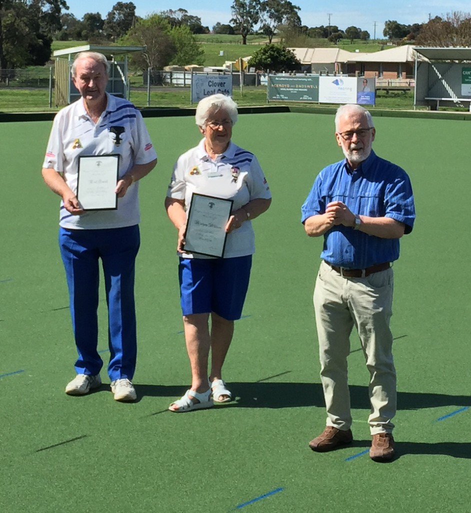 Marj and Noel are presented with their Life member certificates and pins.