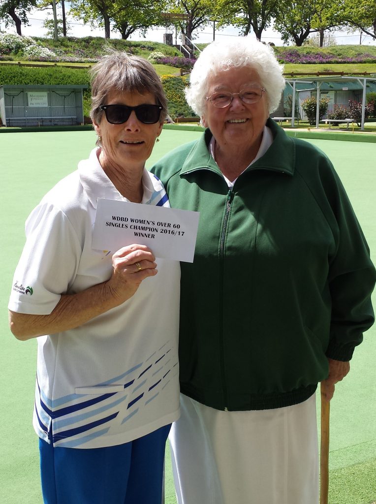 Val Smith wins WDBD Womens Over 60's Championships, pictured with Margaret Sumner.